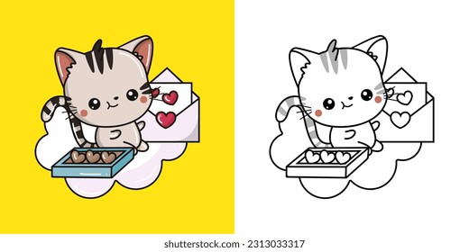 Kawaii kitten illustration coloring page funny stock vector royalty free