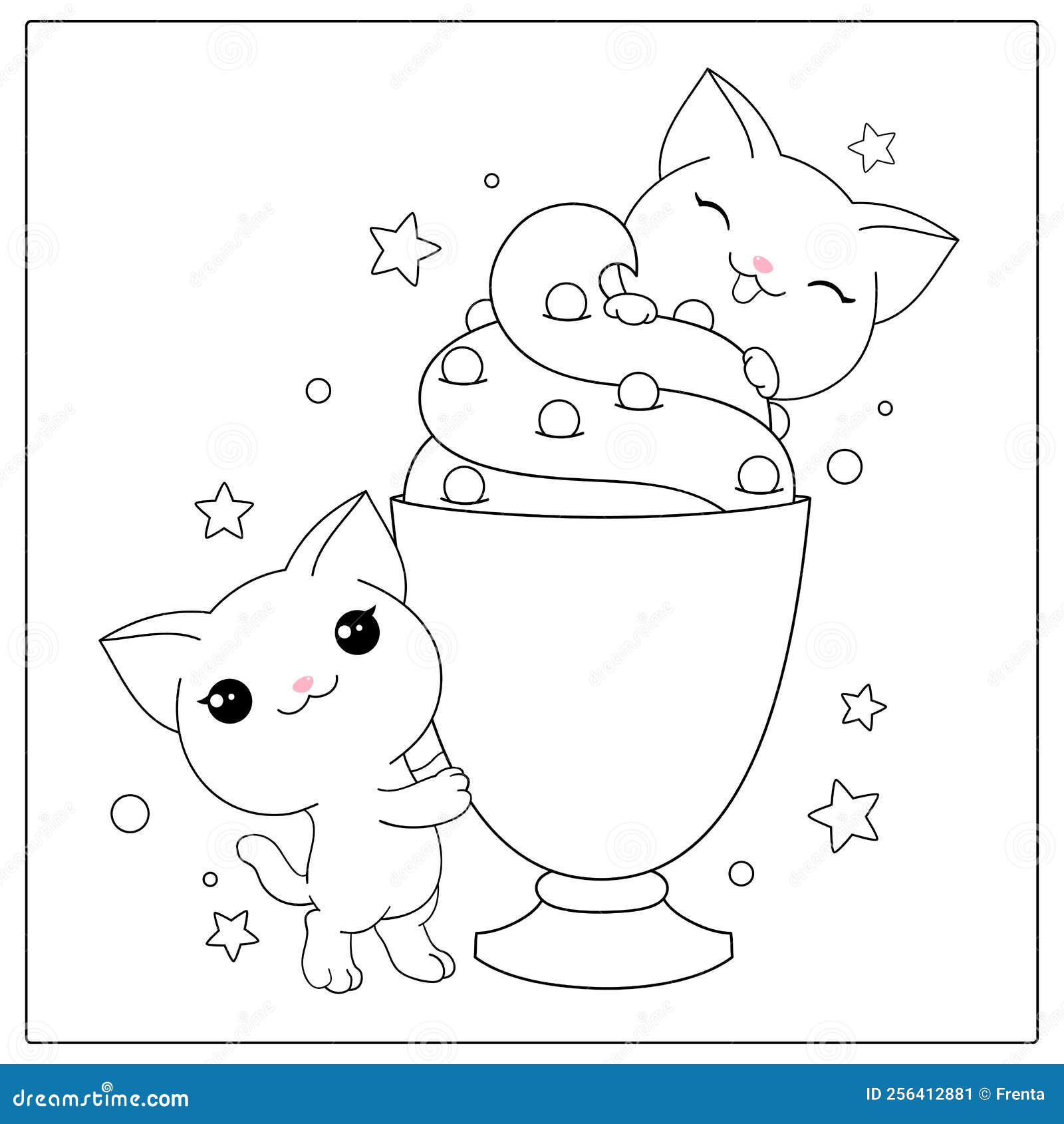 Cats kawaii coloring stock illustrations â cats kawaii coloring stock illustrations vectors clipart