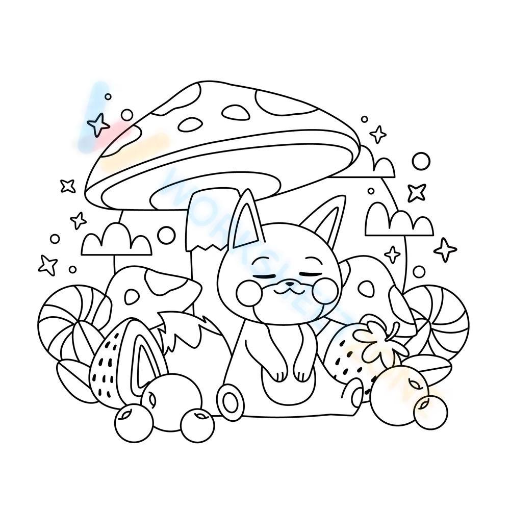 Kawaii kitten worksheet