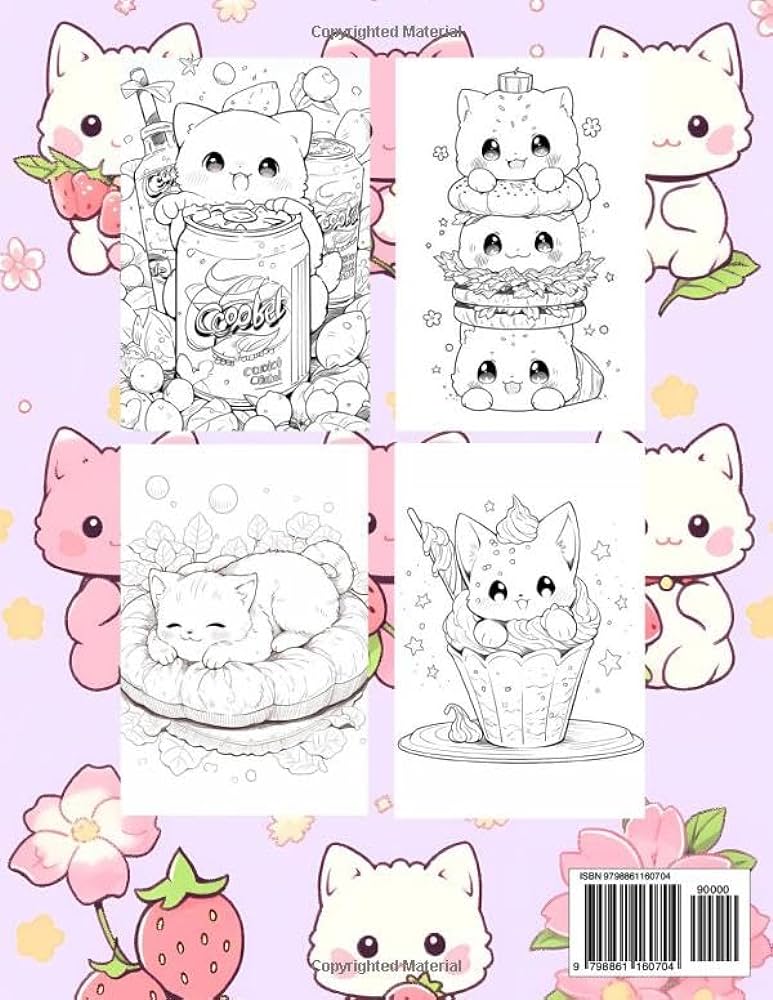 Kawaii cat anime coloring book manga art coloring pages for anime enthusiasts a stress