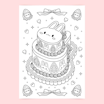 Free vector hand drawn kawaii coloring book illustration