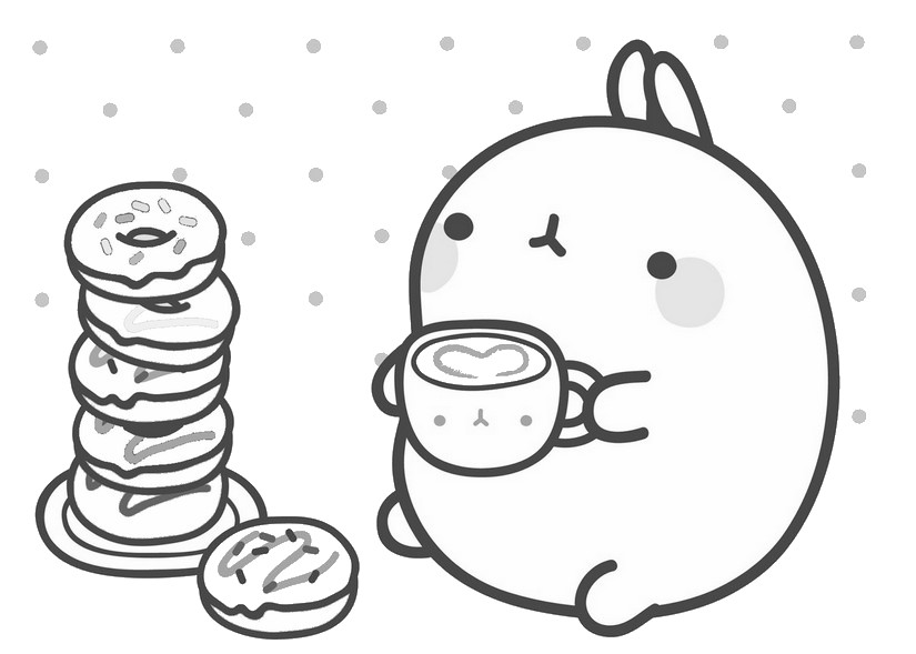 Coloring page molang its snack time