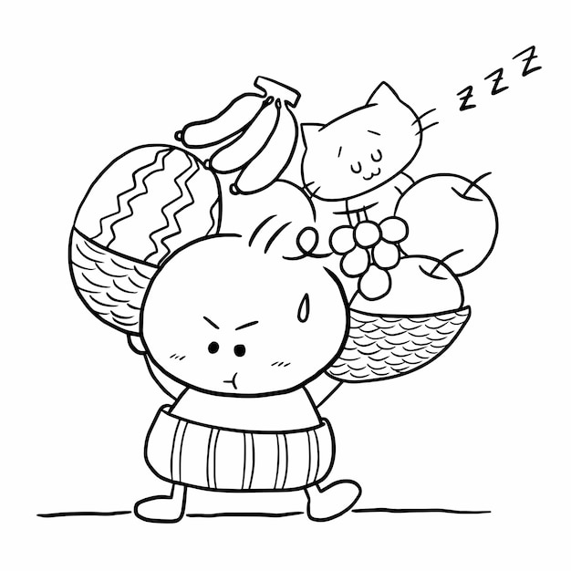 Premium vector cartoon doodle kawaii anime coloring page cute illustration drawing clipart character chibi manga