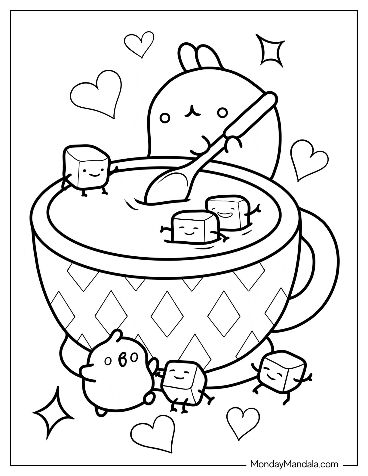 Hot chocolate coloring pages free pdf printables