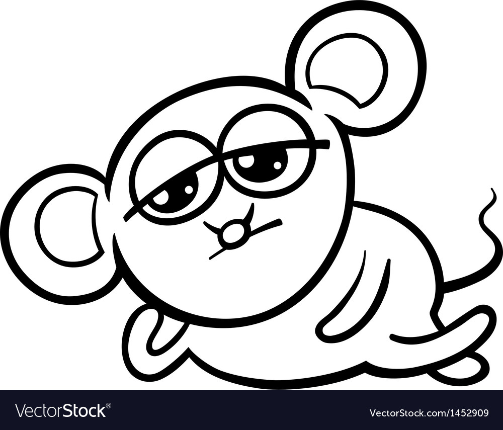 Cartoon kawaii mouse coloring page royalty free vector image