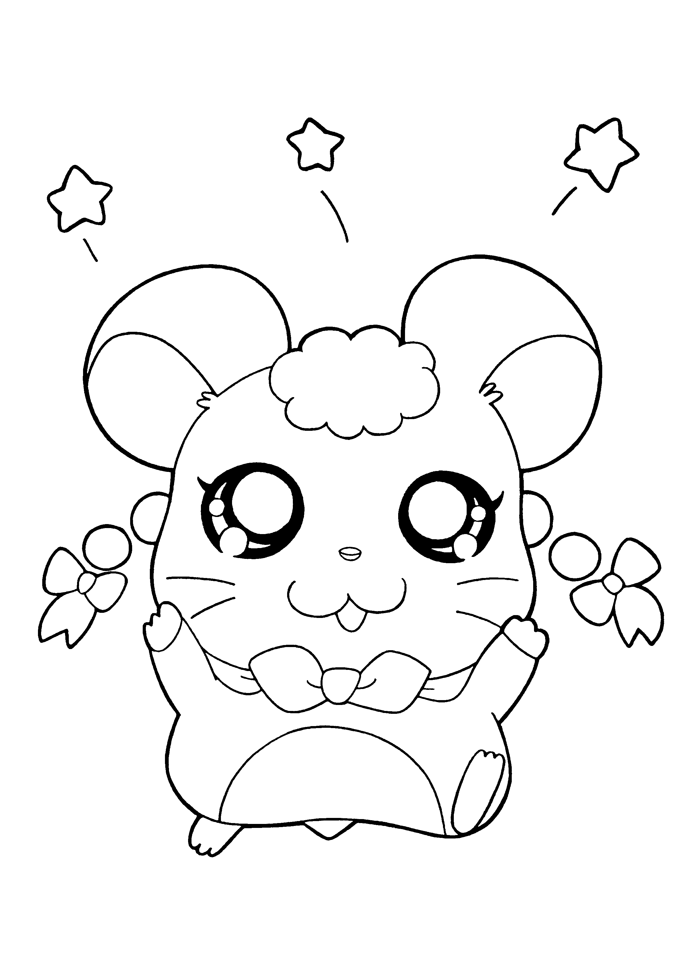 Kawaii cute mouse coloring page