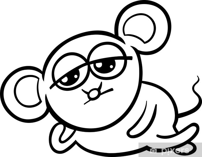 Sticker cartoon kawaii mouse coloring page