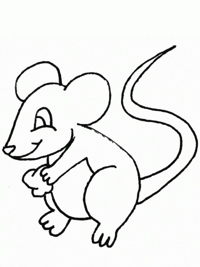 A smiling mouse coloring page