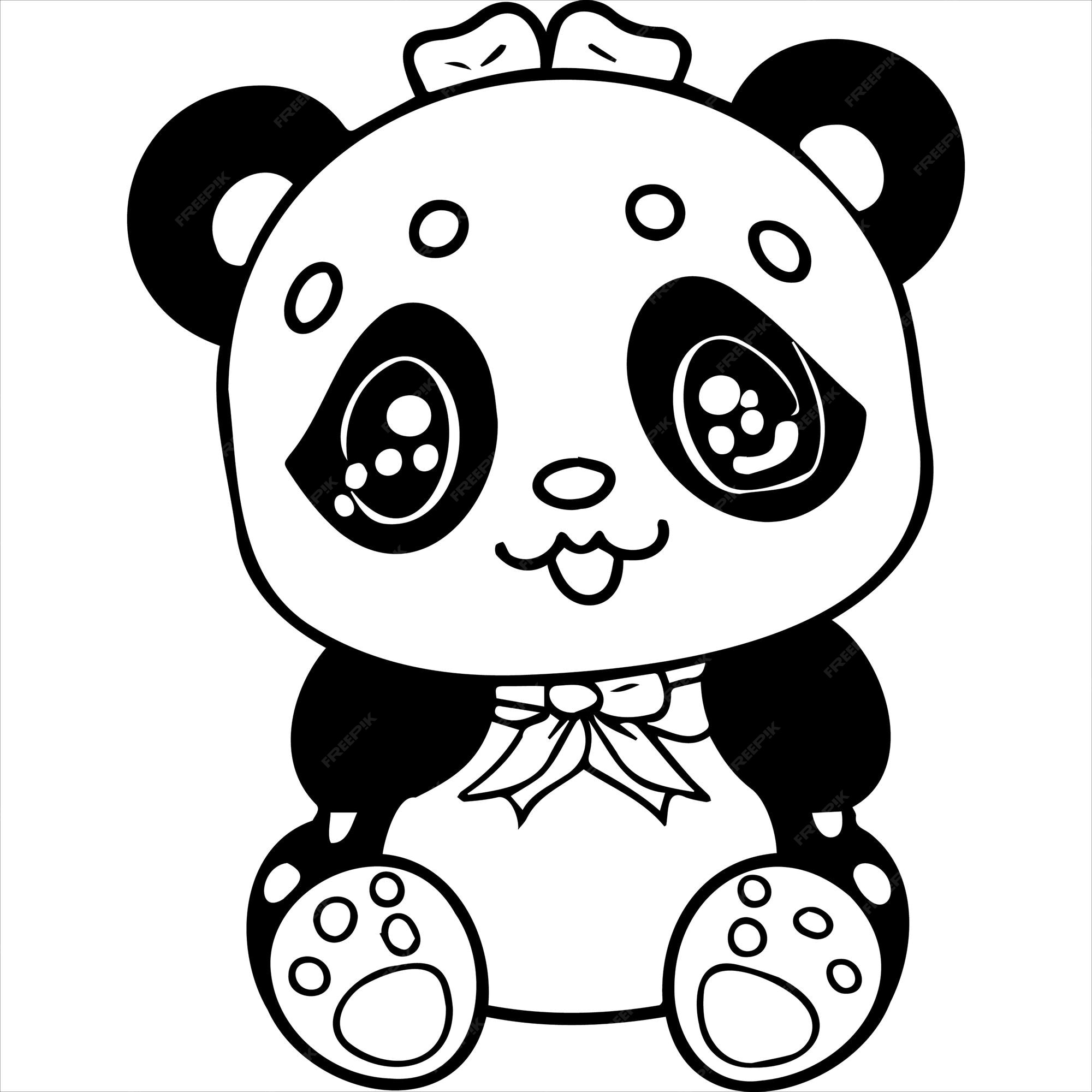 Premium vector kawaii panda coloring page