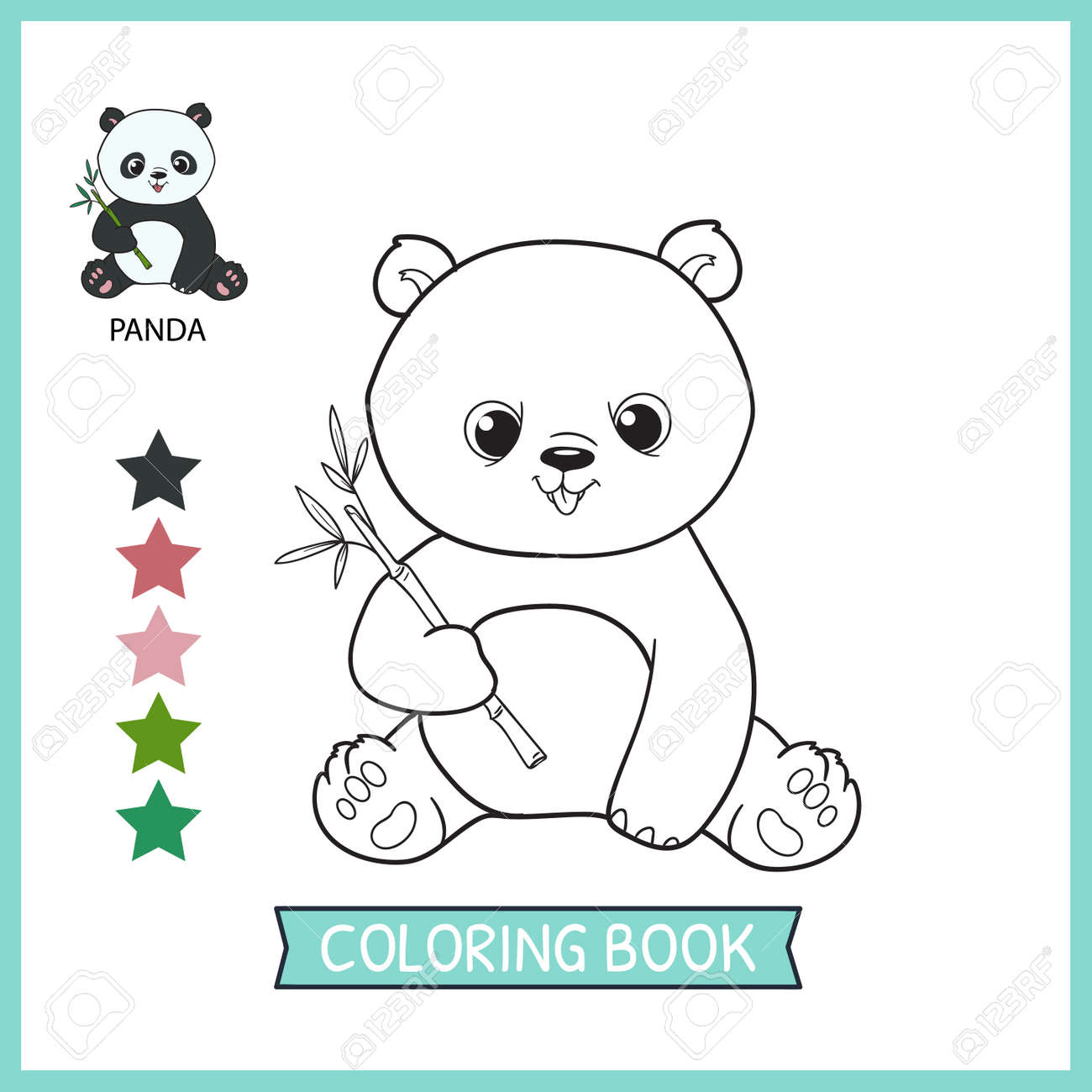 Coloring pages or books for kids cute panda illustration royalty free svg cliparts vectors and stock illustration image