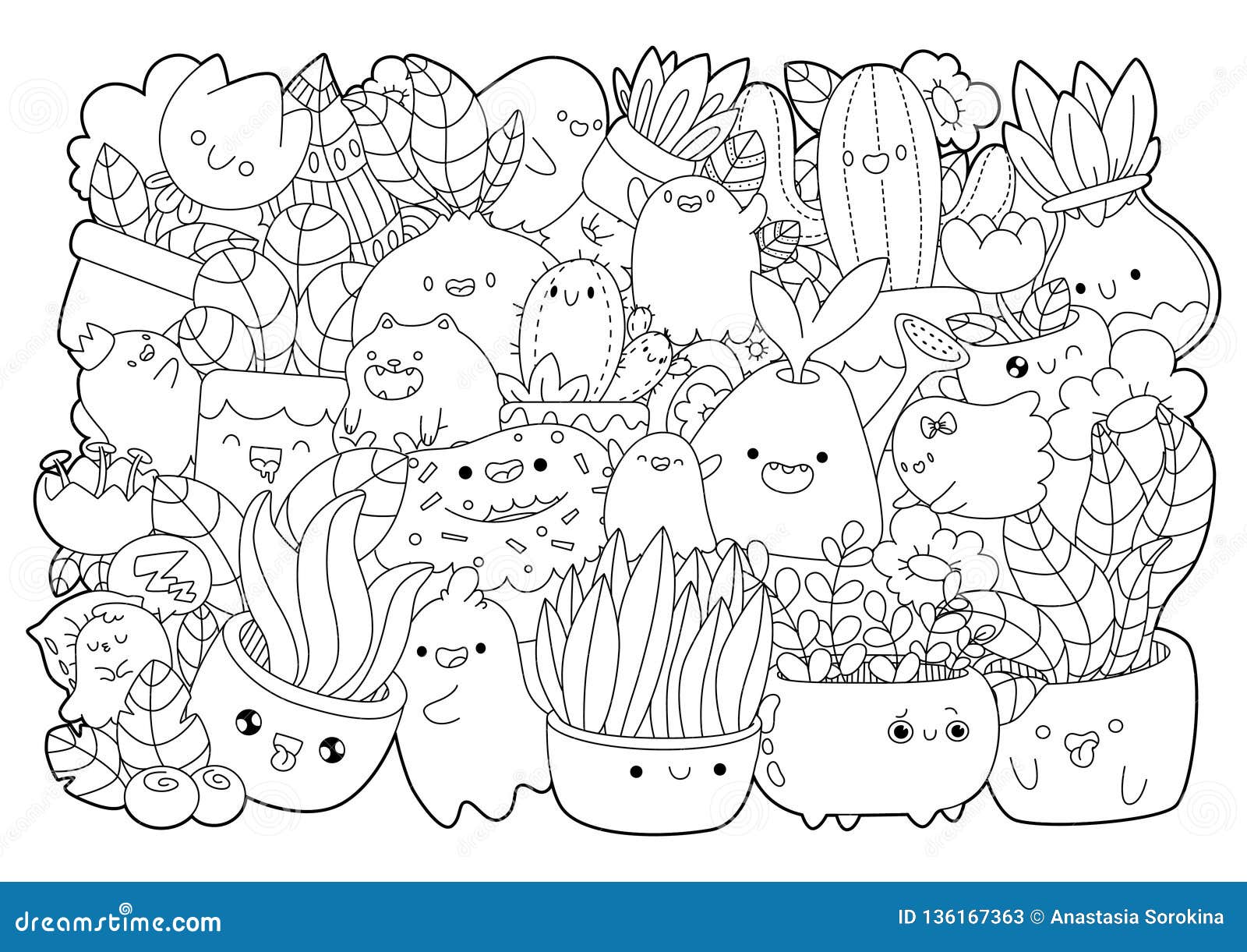 Coloring bookplants and monsters stock vector