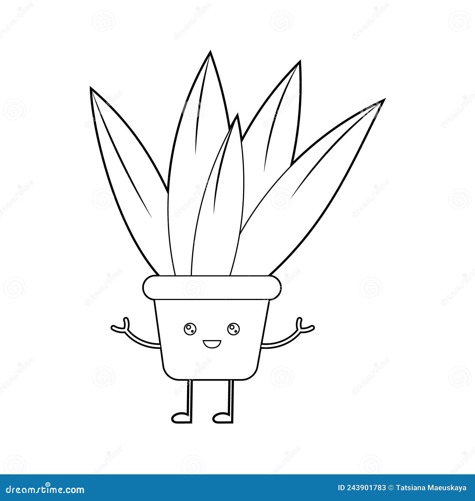 Coloring book for kids cute cartoon flowers in a kawaii pot stock vector