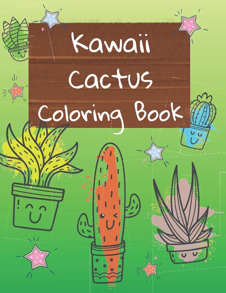 Kawaii cactus coloring book cute coloring pages with plants for kids m agnes books