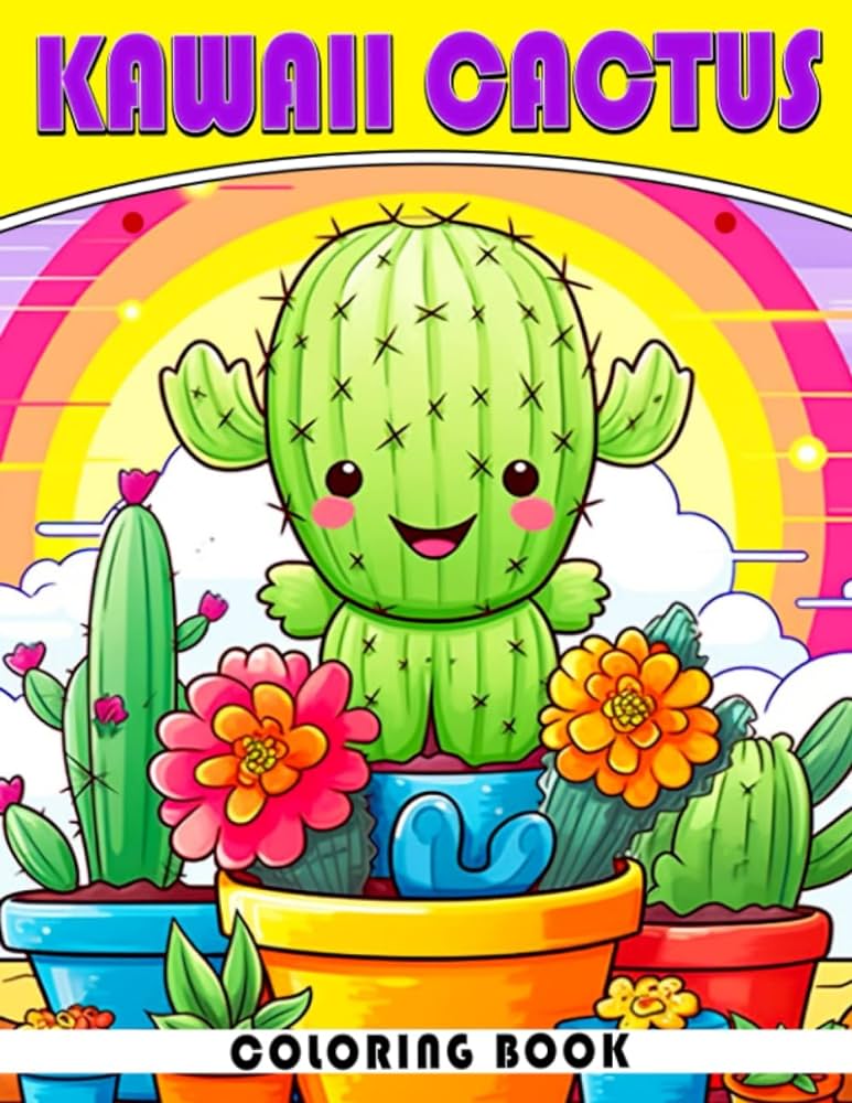Kawaii ctus coloring book an awesome coloring pages with beautiful images of cute plants for kids and teens to have fun unwind marsh yusra books
