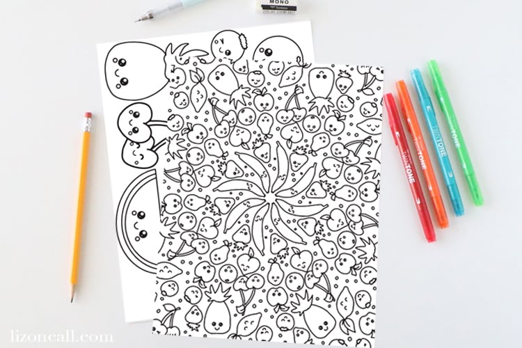 Kawaii fruit coloring pages â liz on call