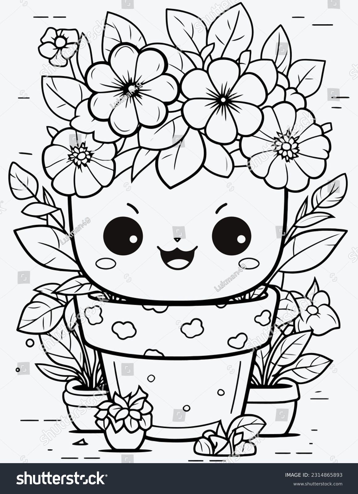 Cute flower coloring page kawaii flower arkivvektor royaltyfri