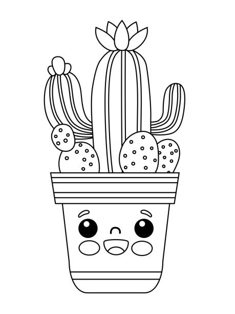 Flower pot coloring page stock illustrations royalty