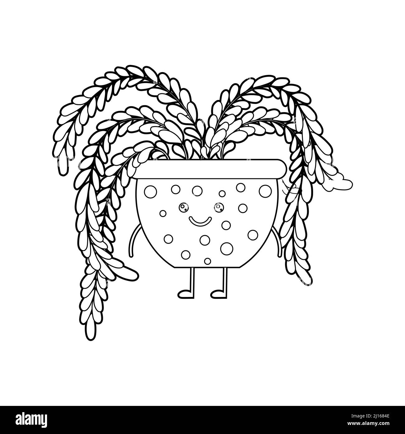 Coloring book for kids cute cartoon flowers in a kawaii pot vector isolated on a white background stock vector image art