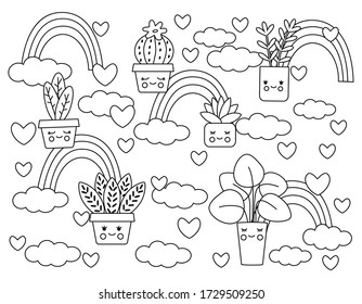 Thousand cactus colouring pages royalty