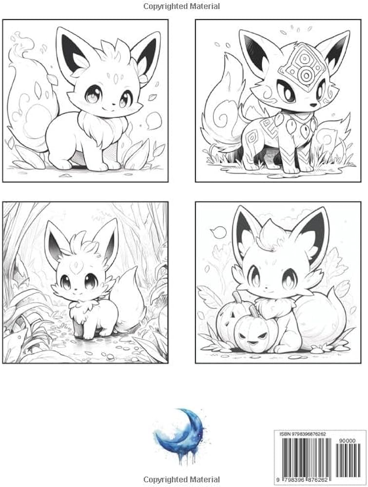 Adorable fox monsters a kawaii creature coloring book relaxation fun and stress relief for teens and adults coloring cute creepy and cool critters moon sapphire books