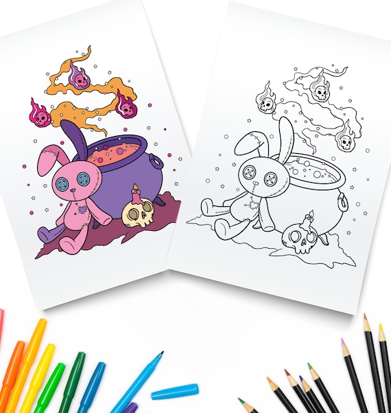 Pastel goth coloring pages creepy kawaii creepy cute kawaii coloring pages digital pdf download