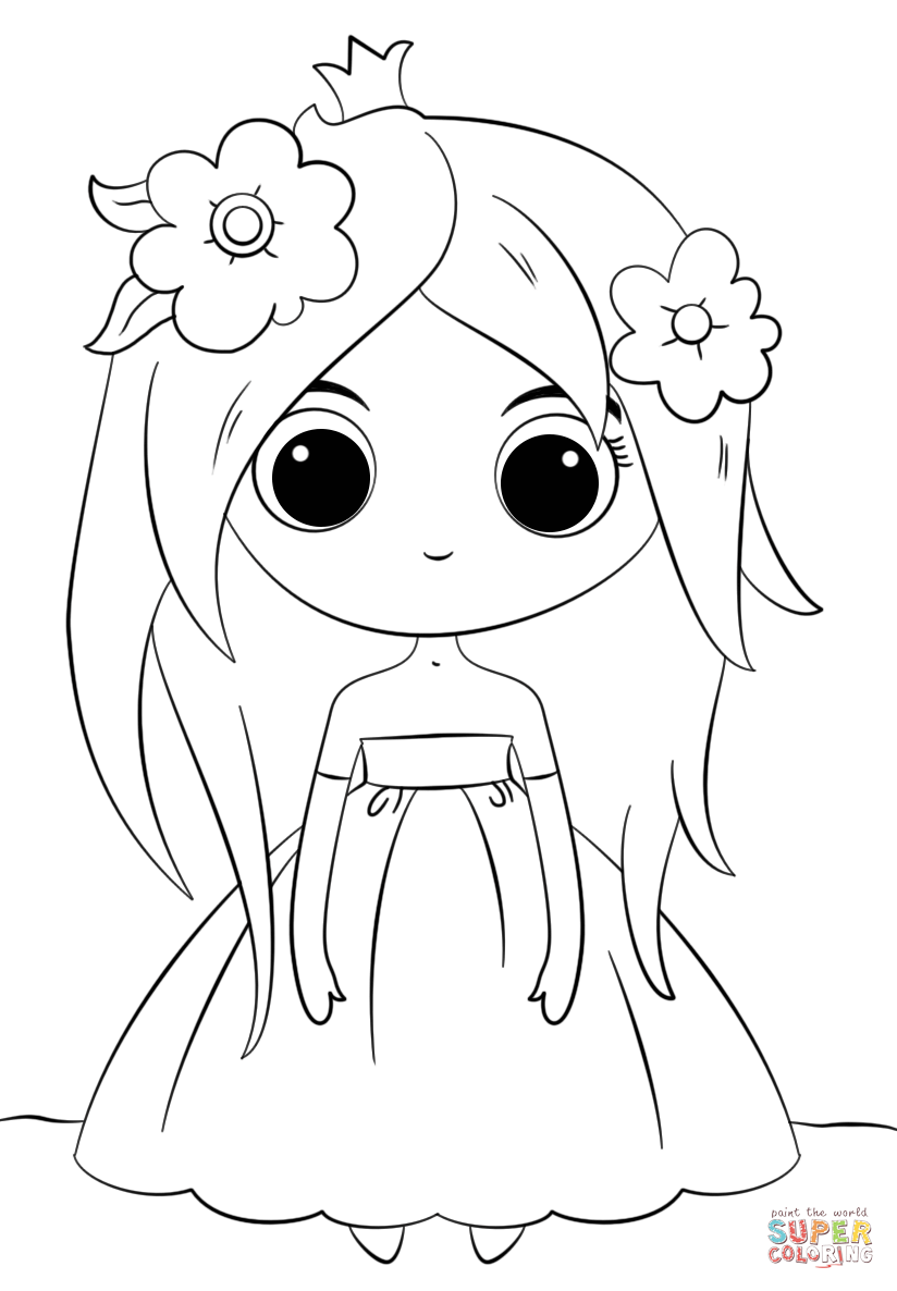 Cute chibi princess coloring page free printable coloring pages