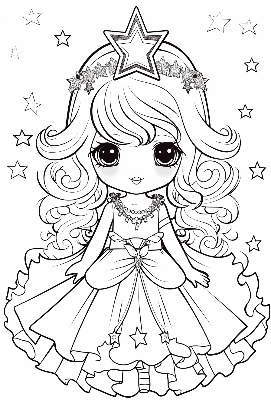Princess kawaii coloring pages for girls coloring pages