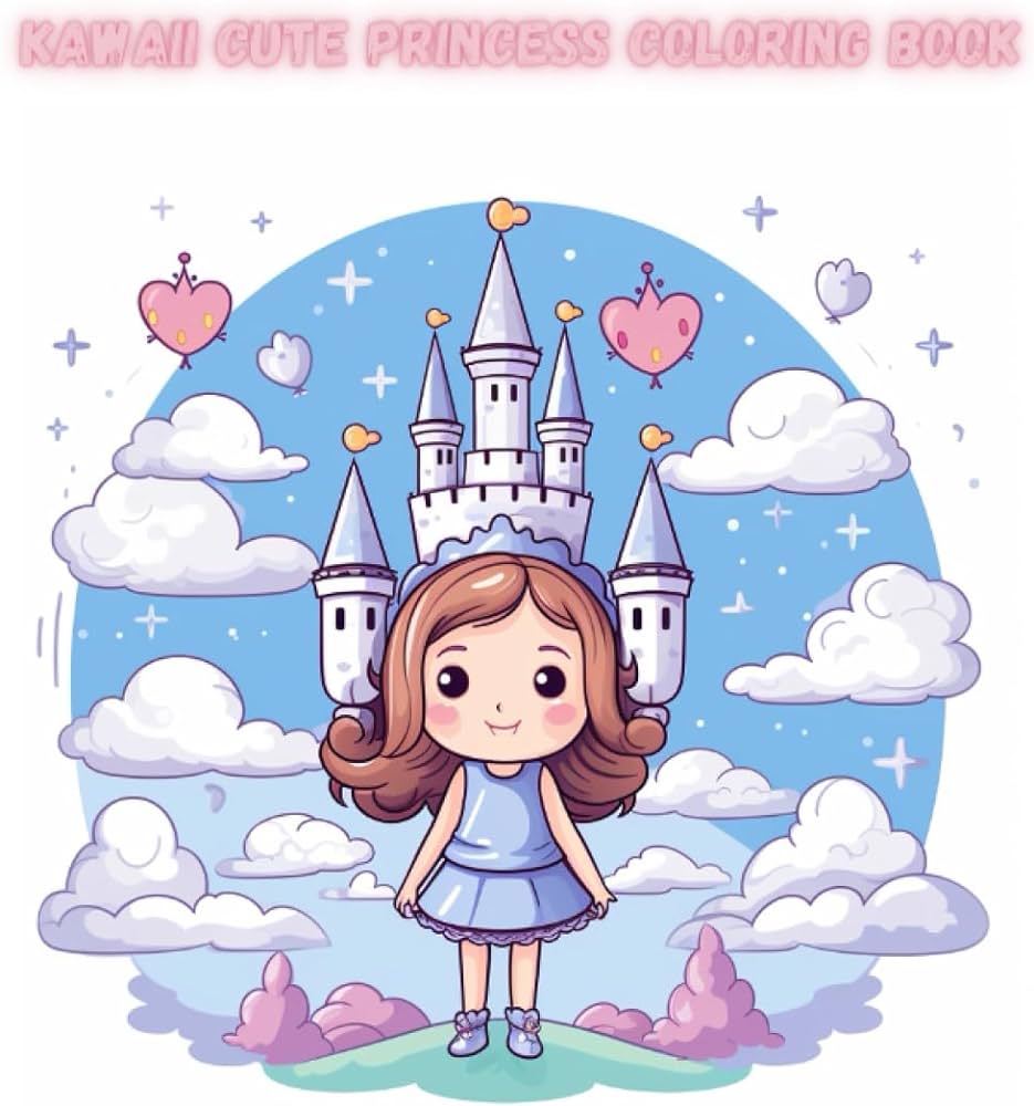 Kawaii cute princess coloring book a sparkling collection of royalty