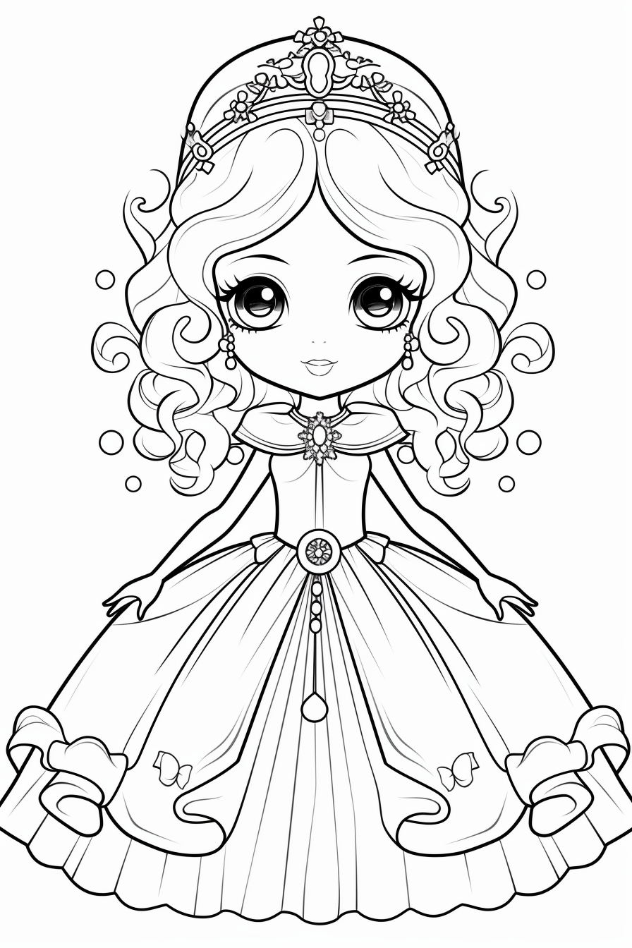 Princess kawaii coloring pages for girls coloring pages