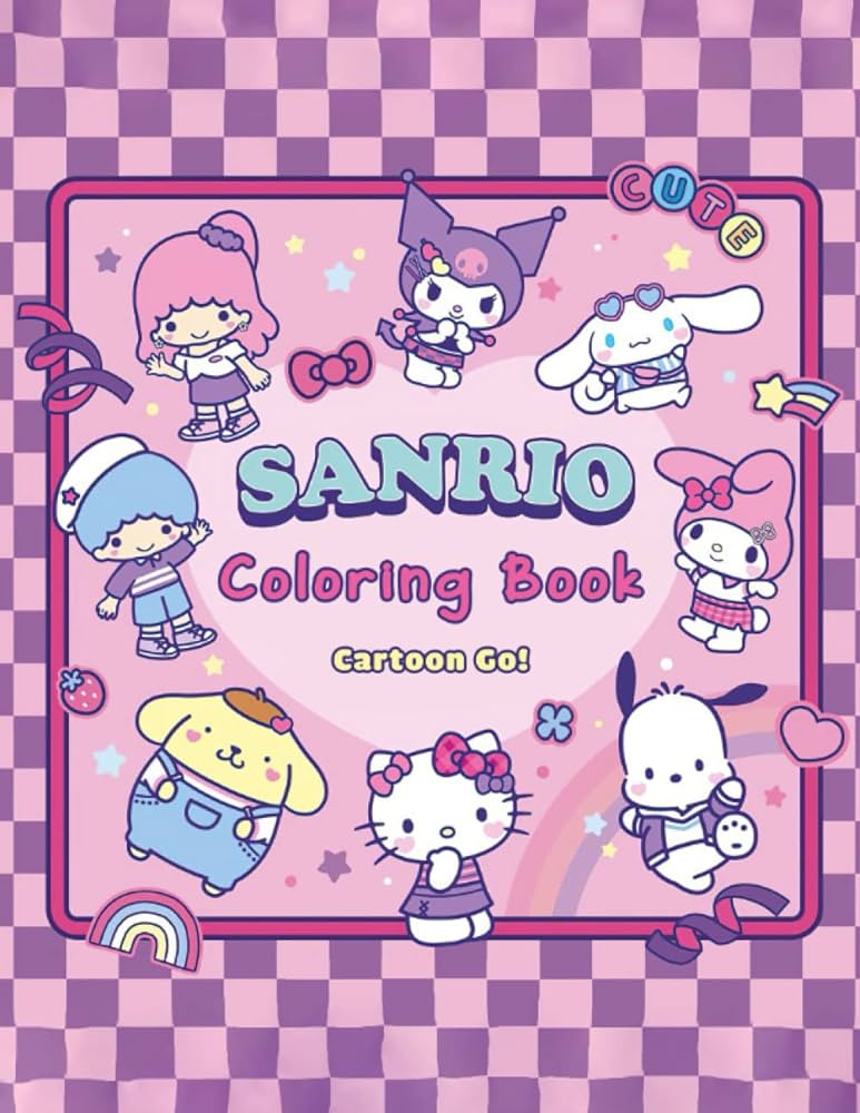 Sanrio coloring book kawaii cute sanrio characters illustrations for kids and fans to relax and have fun by go cartoon