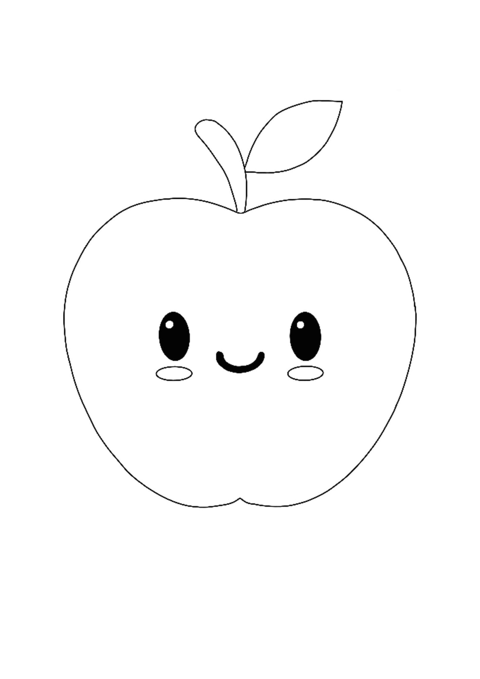 Kawaii apple coloring pages