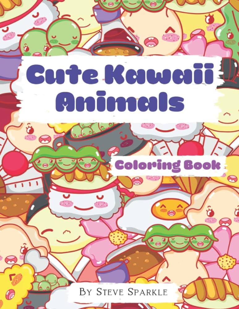Cute kawaii animals loring book large print eye