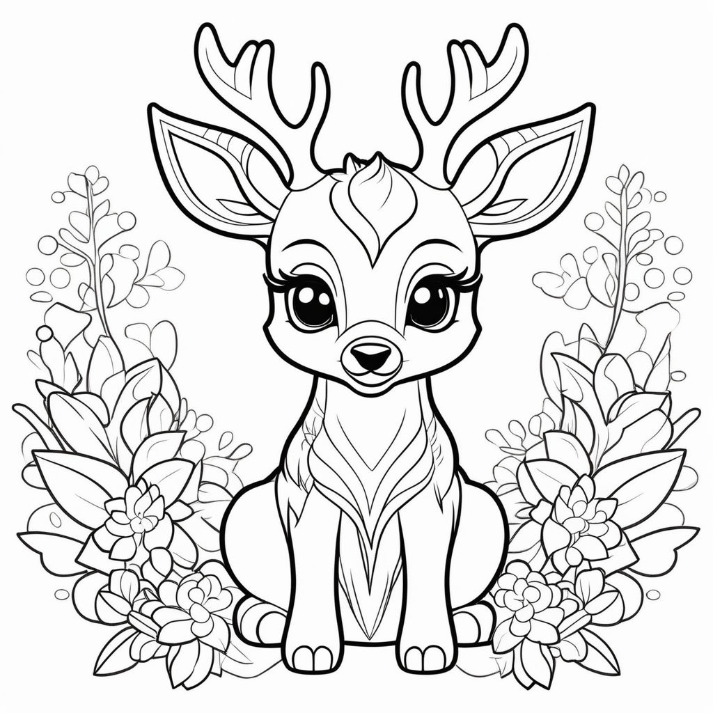 Coloring book template simple gazelle