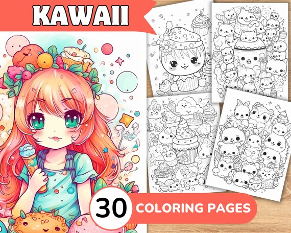 Kawaii coloring pages kawaii coloring book kawaii coloring template kawaii digital coloring printable coloring pages