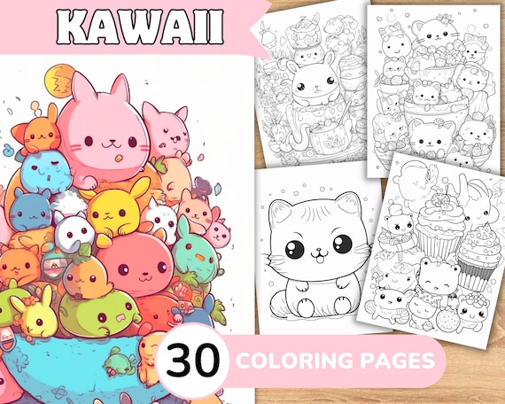 Kawaii coloring pages kawaii coloring book kawaii coloring template kawaii digital coloring printable coloring pages