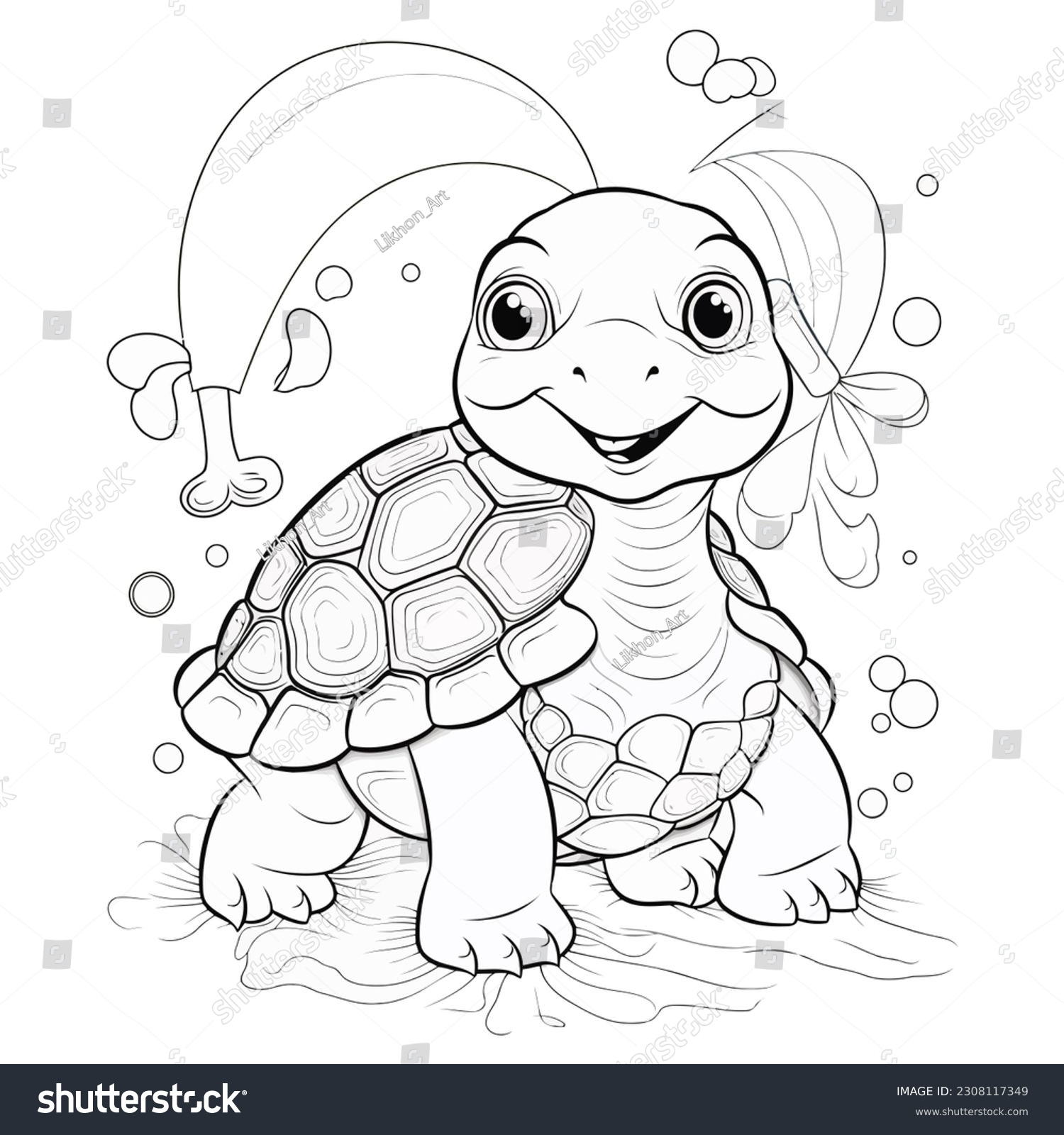 Beautiful cute turtle coloring pages stock illustration