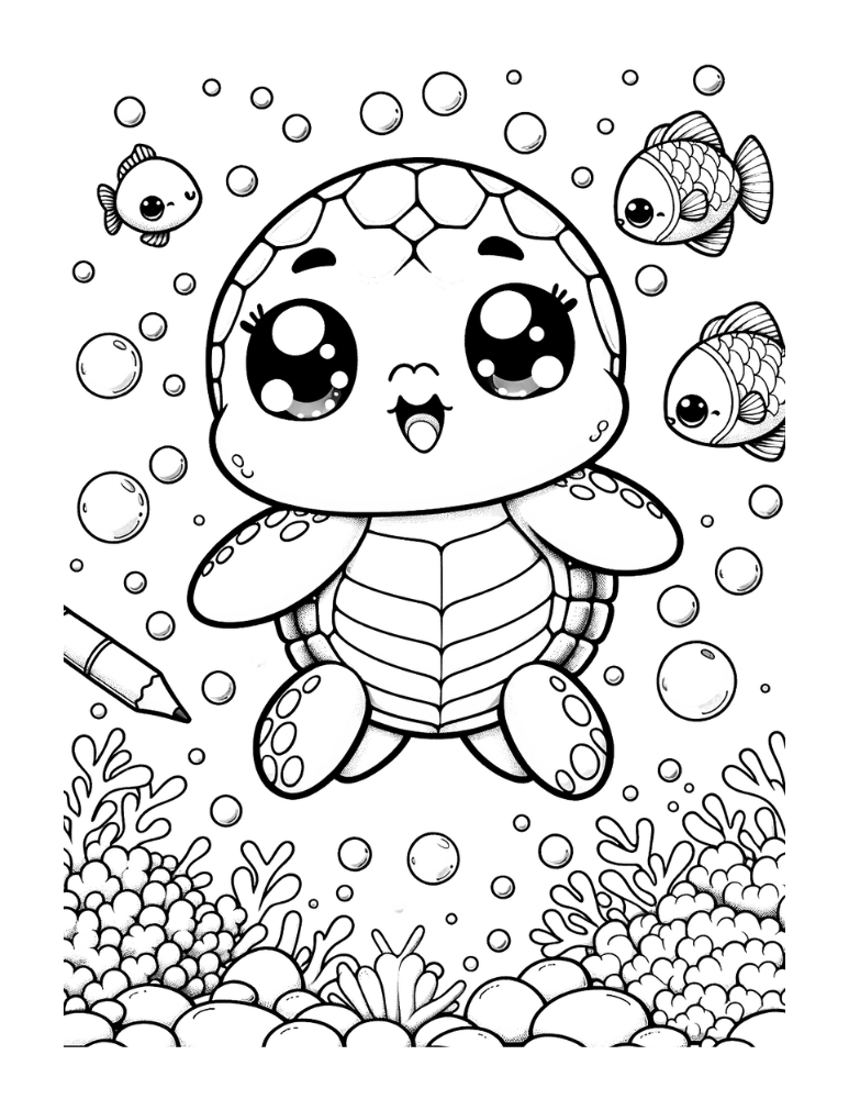 Free cute sea turtle coloring pages