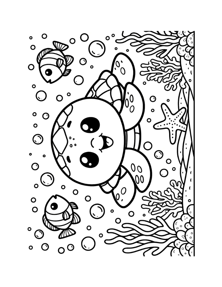 Free cute sea turtle coloring pages