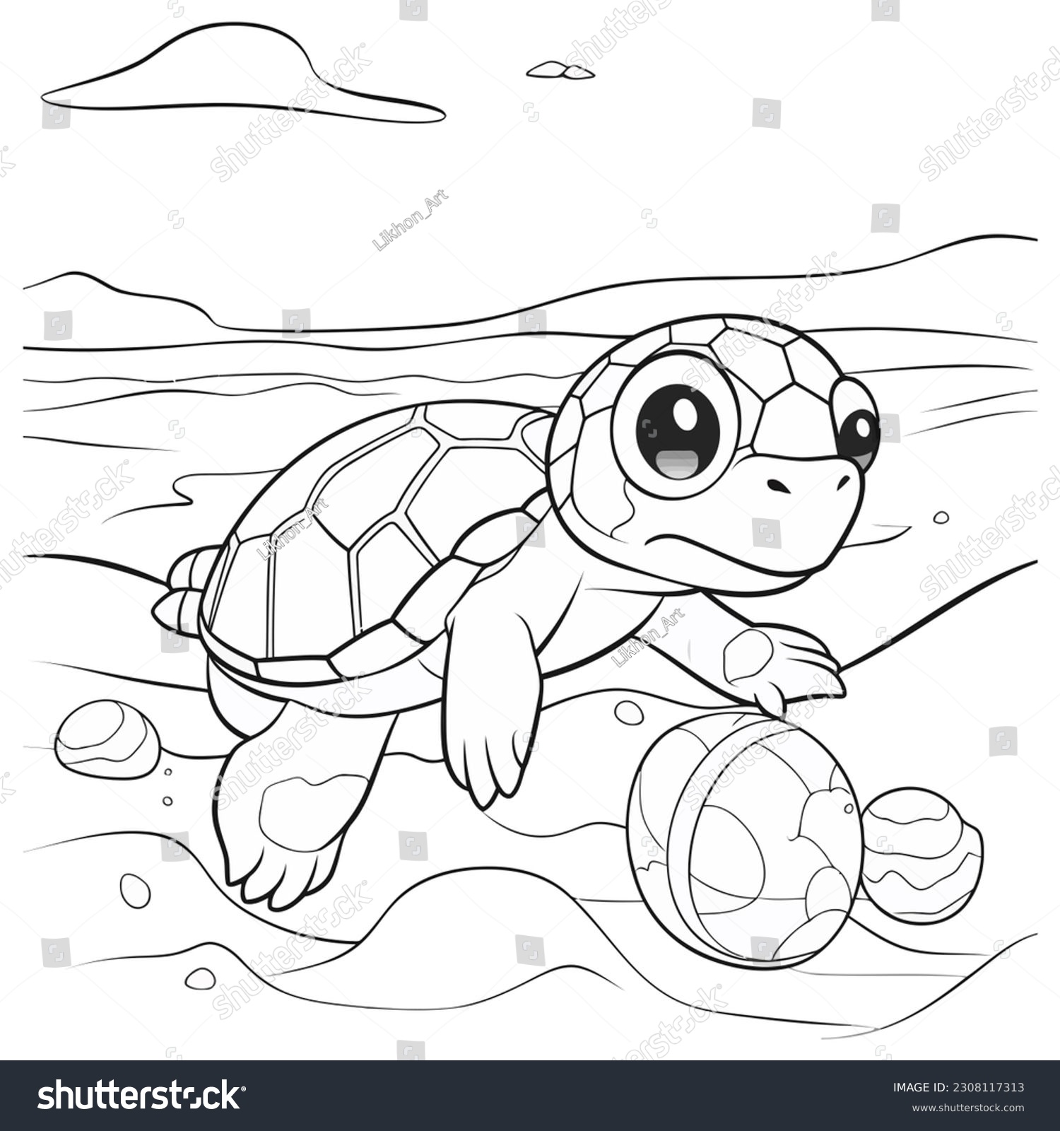 Beautiful cute turtle coloring pages stock illustration