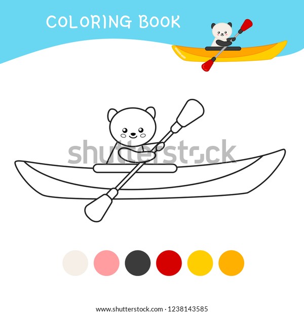 Coloring book children cartoon kayak stock vector royalty free