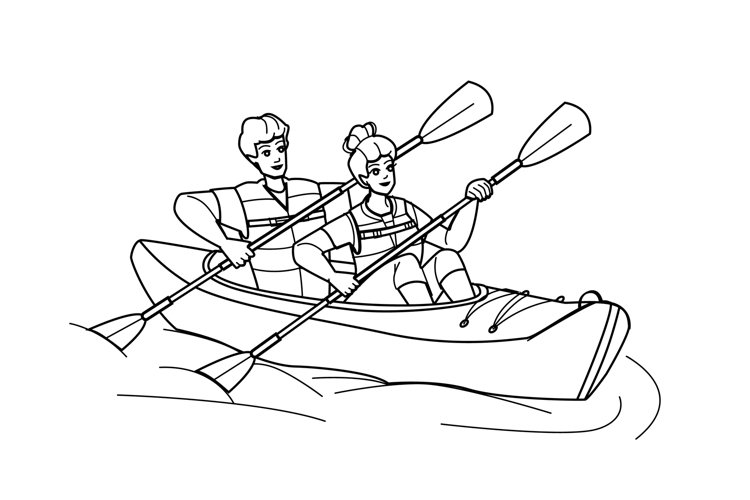 Couple kayaking vector