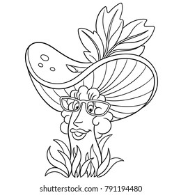 Coloring page coloring book cartoon chanterelle stock vector royalty free