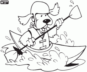 Free wildwater canoeing dog in a kayak coloring and printable page sports coloring pages coloring pages color