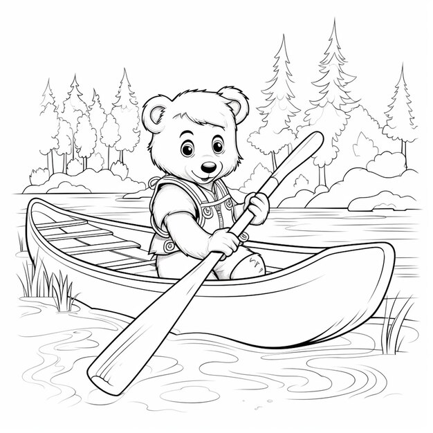 Premium ai image vector a cute and funny coloring page of a boy kayaking provides hours of coloring fun for children color