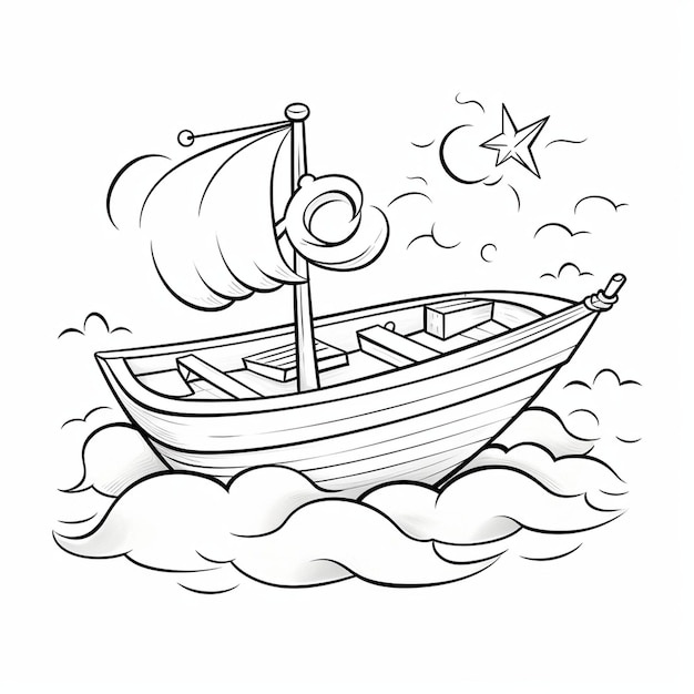 Premium ai image vector a cute and funny coloring page of a boy kayaking provides hours of coloring fun for children color