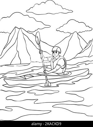 Kayak vehicle coloring page for kids stock vector image art