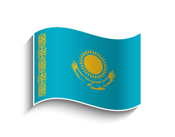 Flag of kazakhstan with banner stock photos pictures royalty