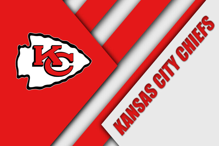 Kansas city chiefs nfl logo football wall art print gift fan poster canvas