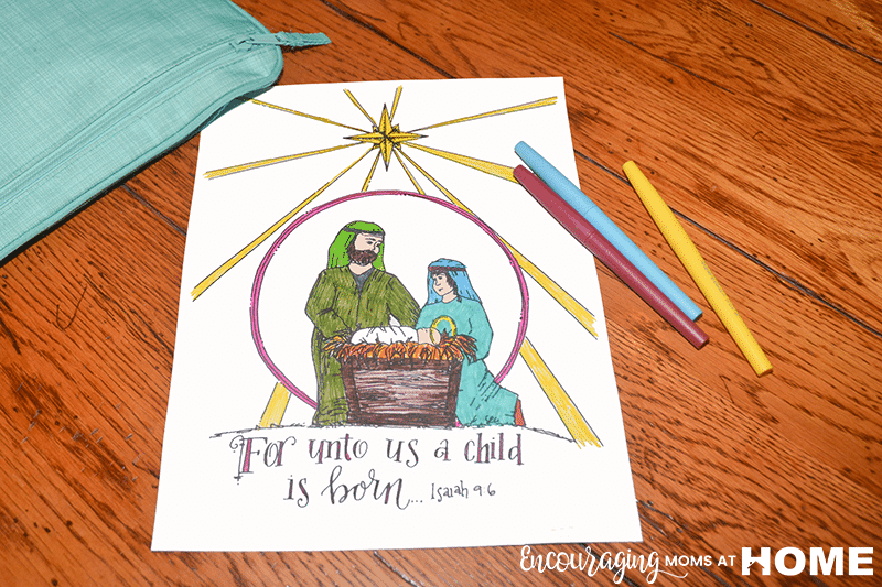 Christian free nativity coloring page for christmas