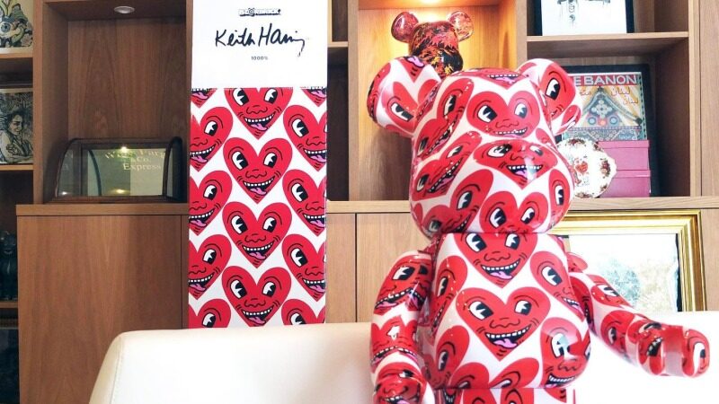 Line up the keith haring bearbrick figures art gallery